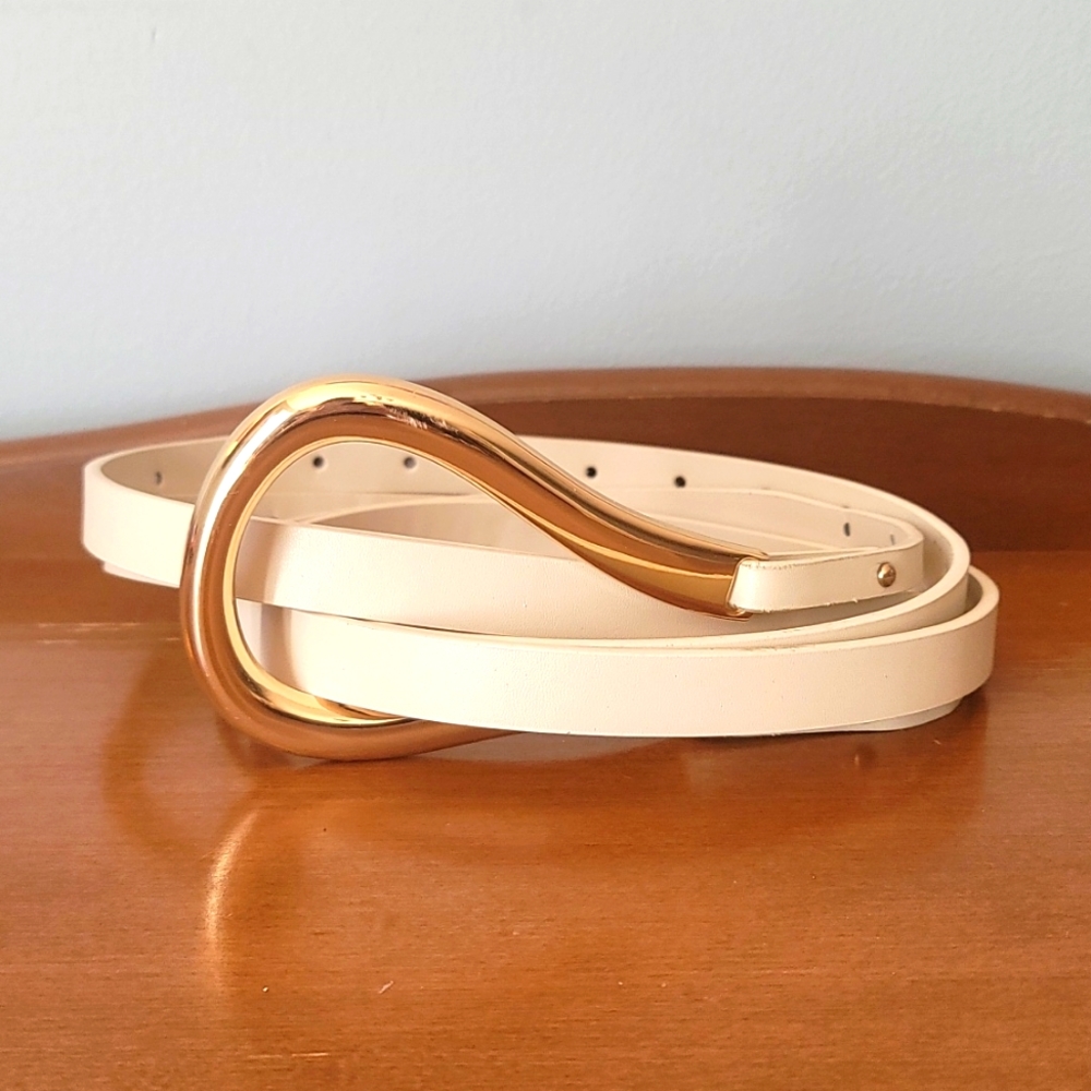 Shashi - Trim Dual Strap Buckle Belt/Color:Cream